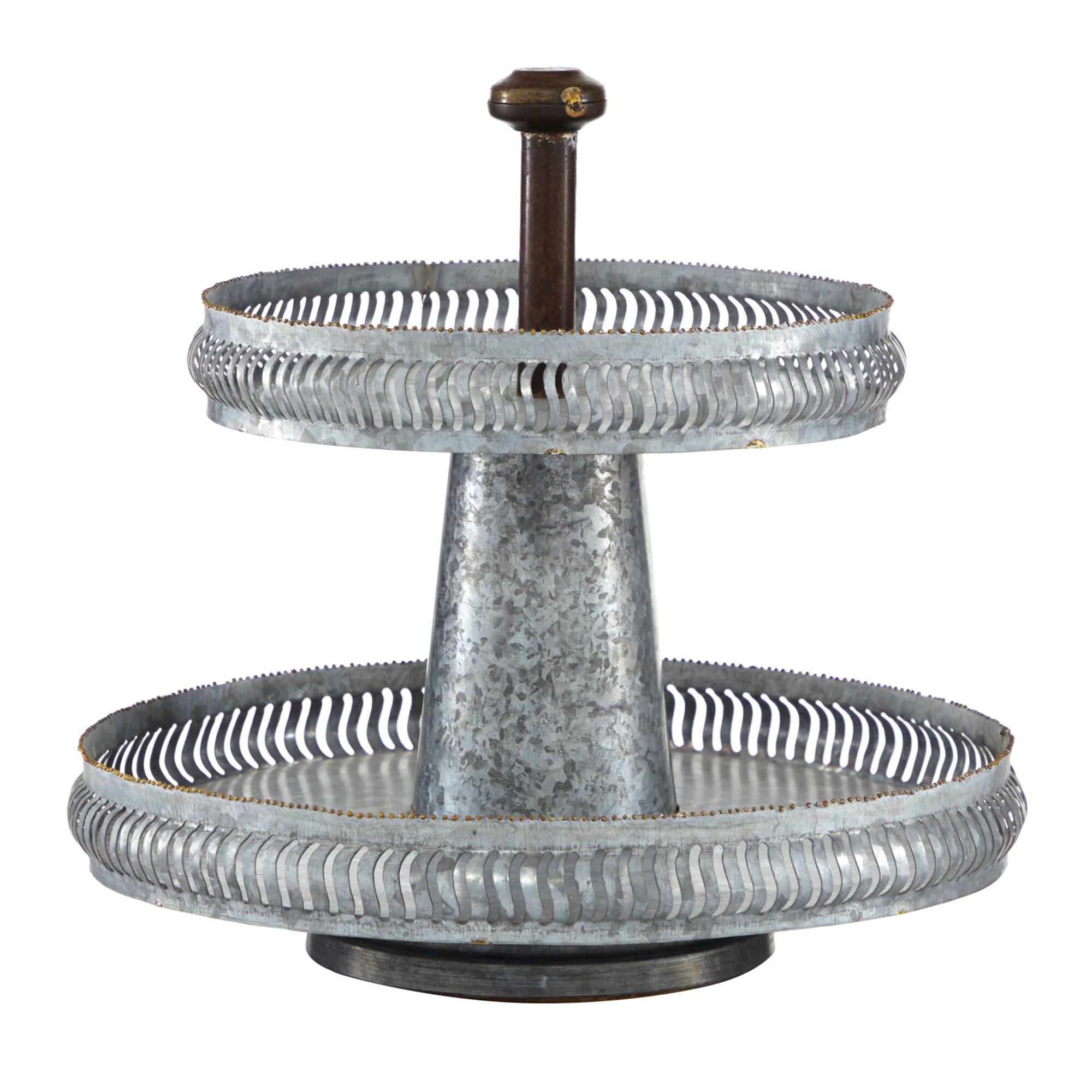 Silver Iron Farmhouse 2 Tier Tray Stand